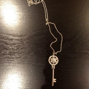 Diamond floral key necklace